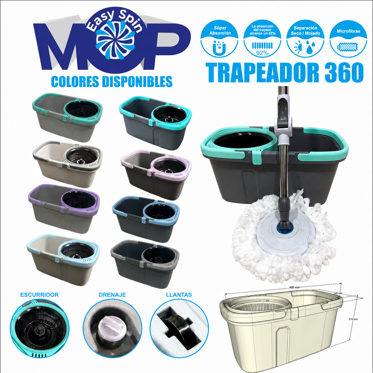 TRAPEADOR GIRATORIO 360° - LIMPIEZA EFICIENTE Y SIN ESFUERZO