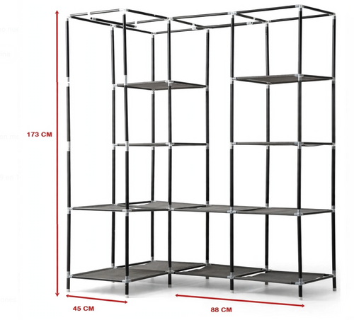 Closet Esquinero Moderno 173cm - 4 Repisas + Barra para Ropa - Optimiza Espacios Pequeños